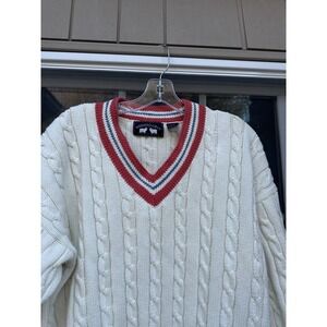 Vintage Woods & Gray Cricket Sweater Sz L V-Neck Heavy Cotton 90s